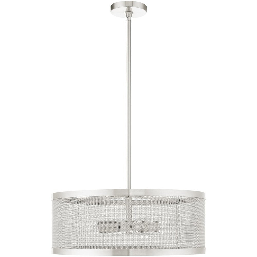 Nickel Four Light Metal Dimmable Chandelier With Shades HomeRoots