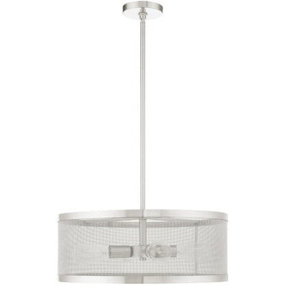 Nickel Four Light Metal Dimmable Chandelier With Shades HomeRoots