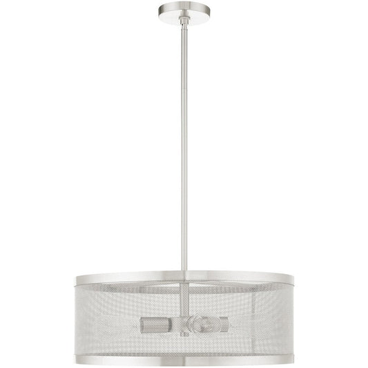 Nickel Four Light Metal Dimmable Chandelier With Shades HomeRoots
