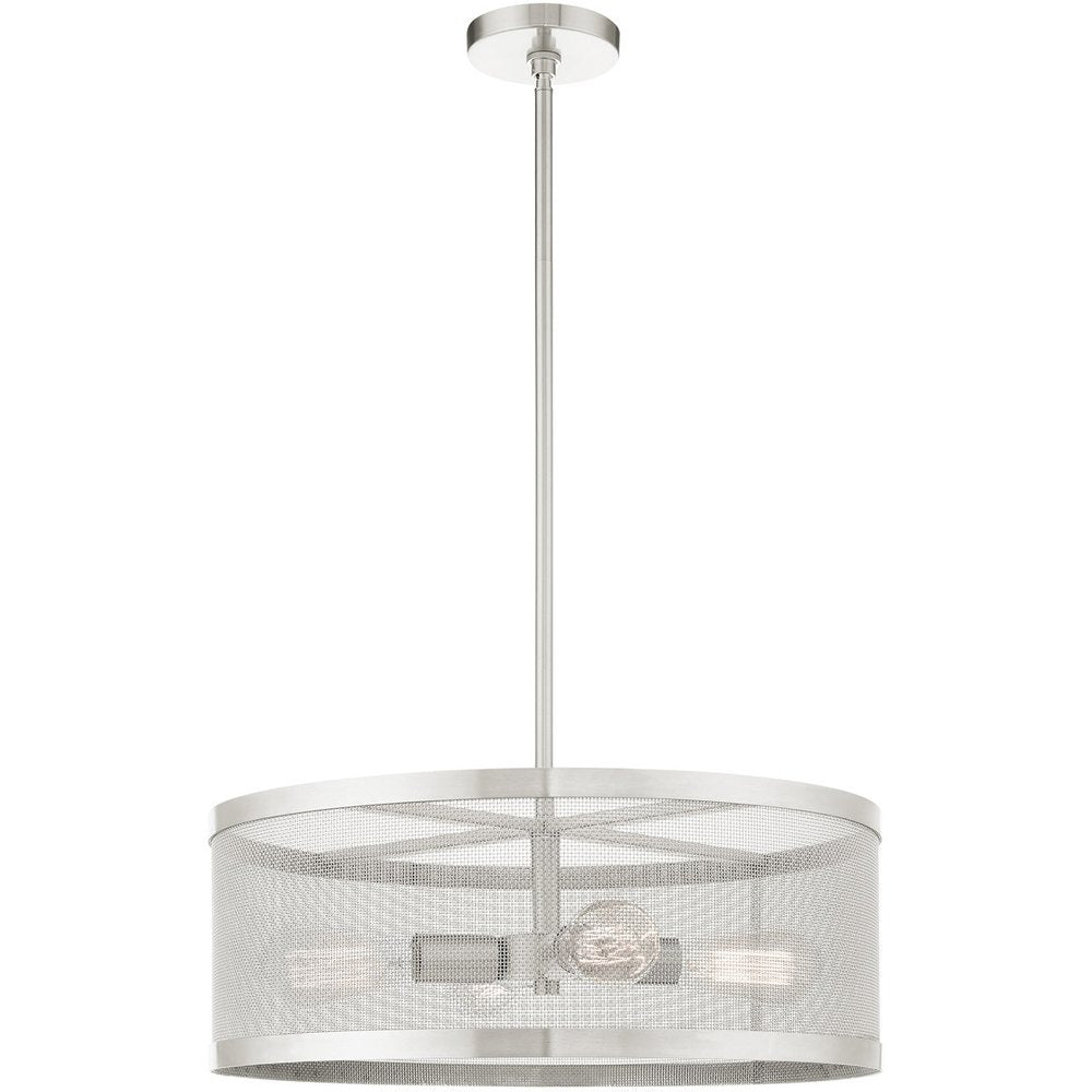 Nickel Four Light Metal Dimmable Chandelier With Shades HomeRoots
