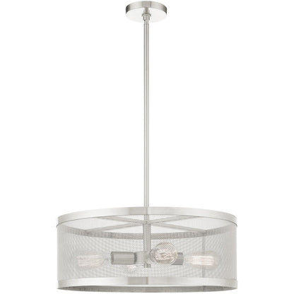 Nickel Four Light Metal Dimmable Chandelier With Shades HomeRoots