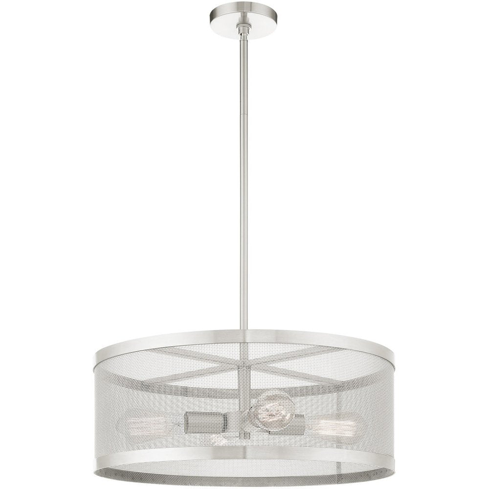 Nickel Four Light Metal Dimmable Chandelier With Shades HomeRoots
