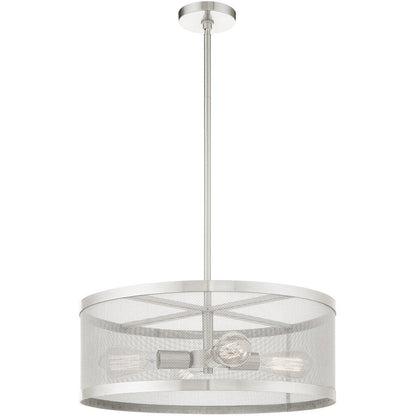 Nickel Four Light Metal Dimmable Chandelier With Shades HomeRoots