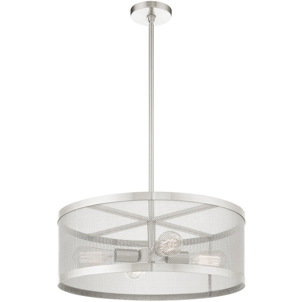 Nickel Four Light Metal Dimmable Chandelier With Shades HomeRoots