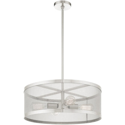 Nickel Four Light Metal Dimmable Chandelier With Shades HomeRoots