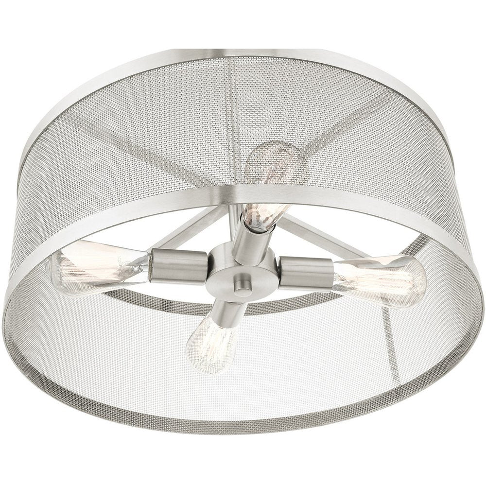 Nickel Four Light Metal Dimmable Chandelier With Shades HomeRoots