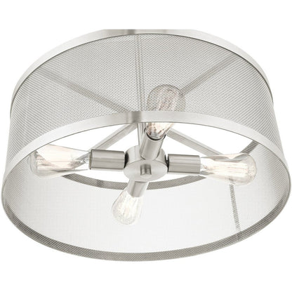 Nickel Four Light Metal Dimmable Chandelier With Shades HomeRoots