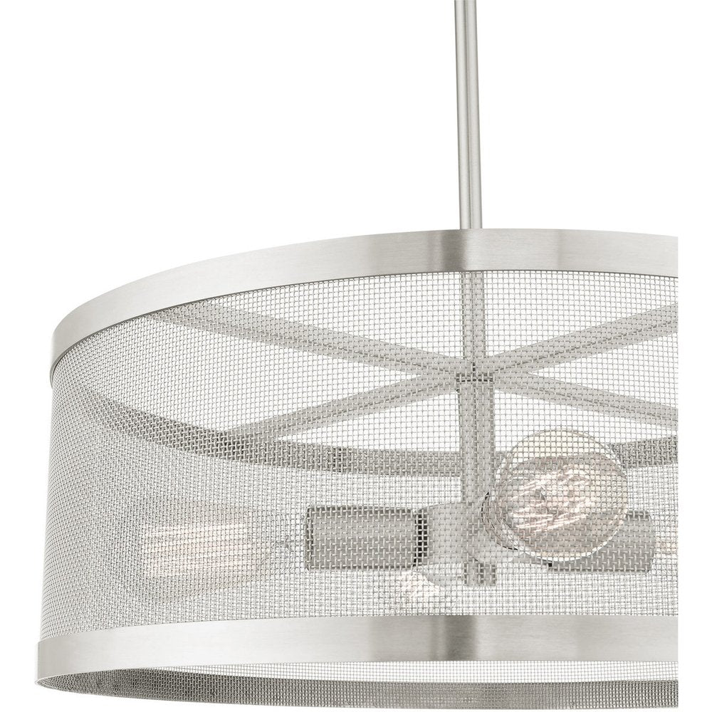 Nickel Four Light Metal Dimmable Chandelier With Shades HomeRoots
