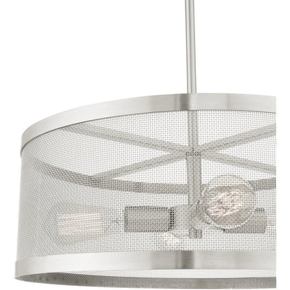 Nickel Four Light Metal Dimmable Chandelier With Shades HomeRoots