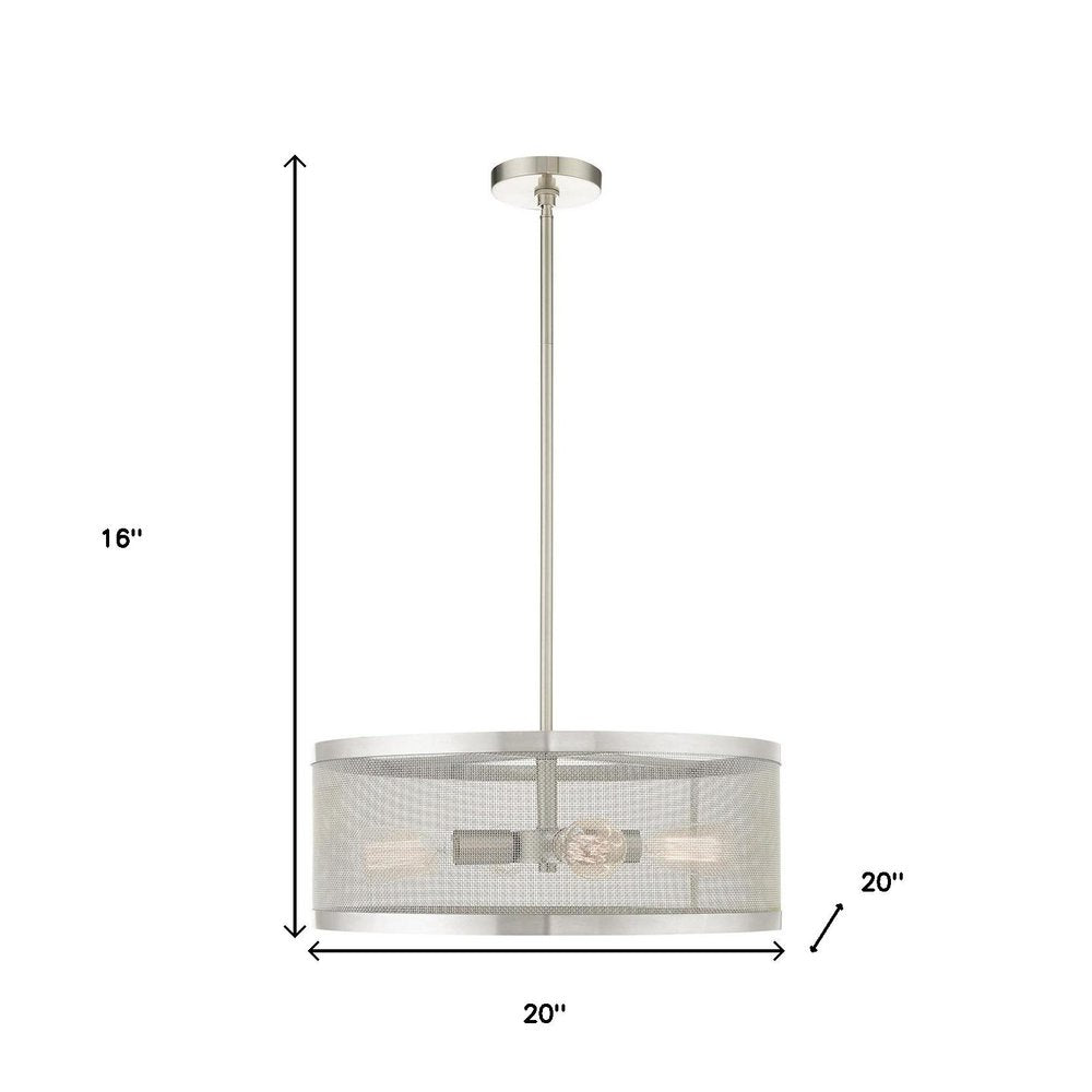 Nickel Four Light Metal Dimmable Chandelier With Shades HomeRoots