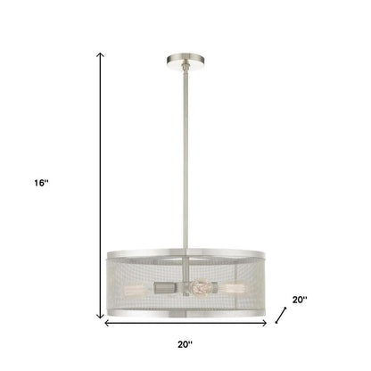 Nickel Four Light Metal Dimmable Chandelier With Shades HomeRoots