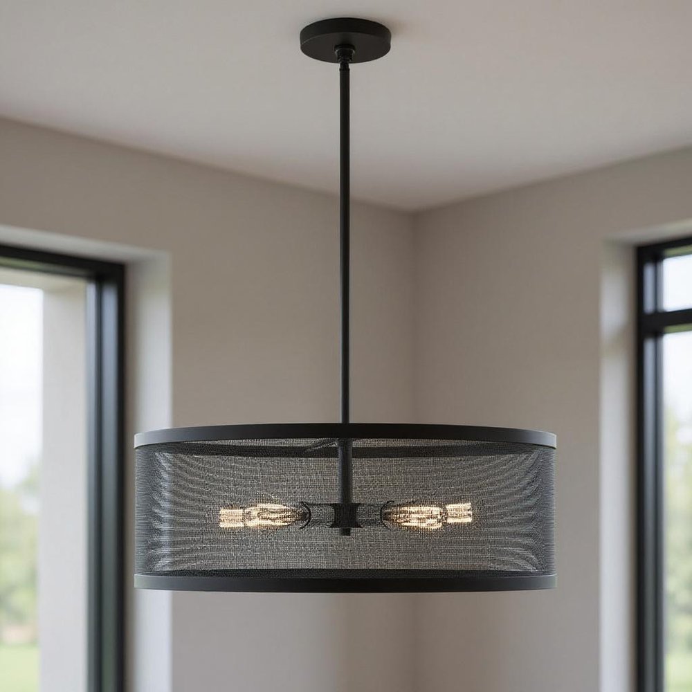 Black Five Light Metal Dimmable Chandelier With Shades HomeRoots