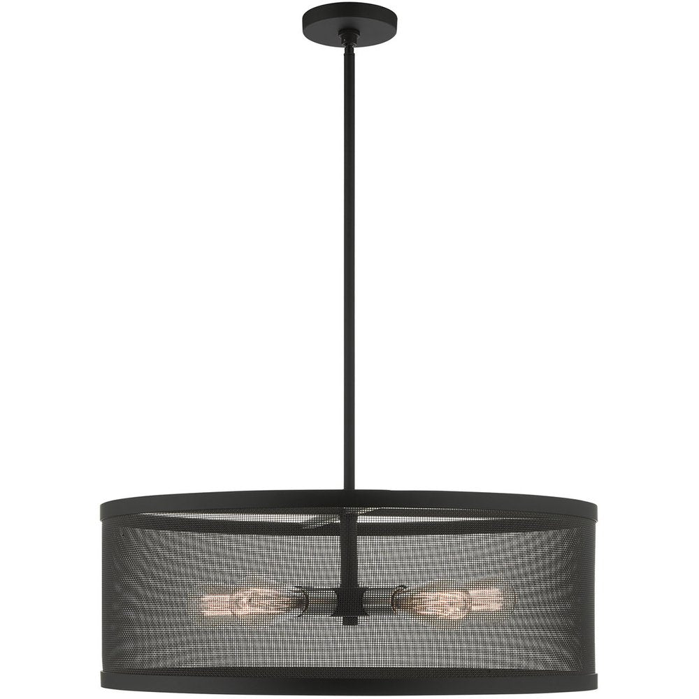 Black Five Light Metal Dimmable Chandelier With Shades HomeRoots