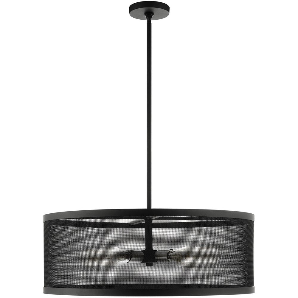 Black Five Light Metal Dimmable Chandelier With Shades HomeRoots
