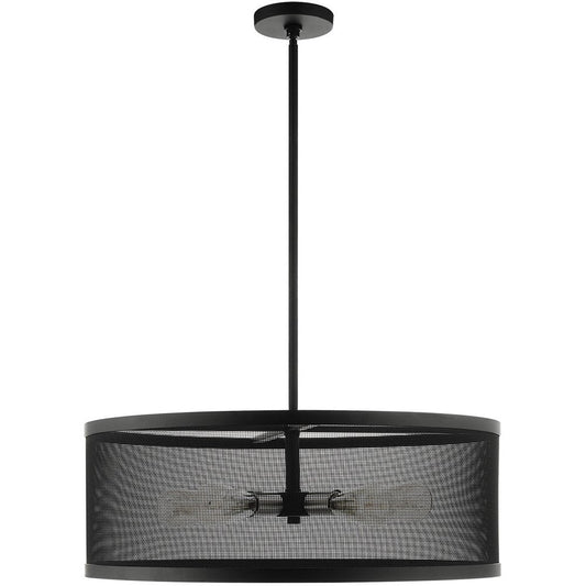 Black Five Light Metal Dimmable Chandelier With Shades HomeRoots