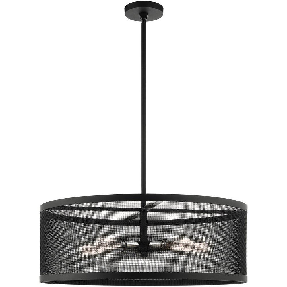 Black Five Light Metal Dimmable Chandelier With Shades HomeRoots
