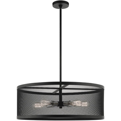 Black Five Light Metal Dimmable Chandelier With Shades HomeRoots