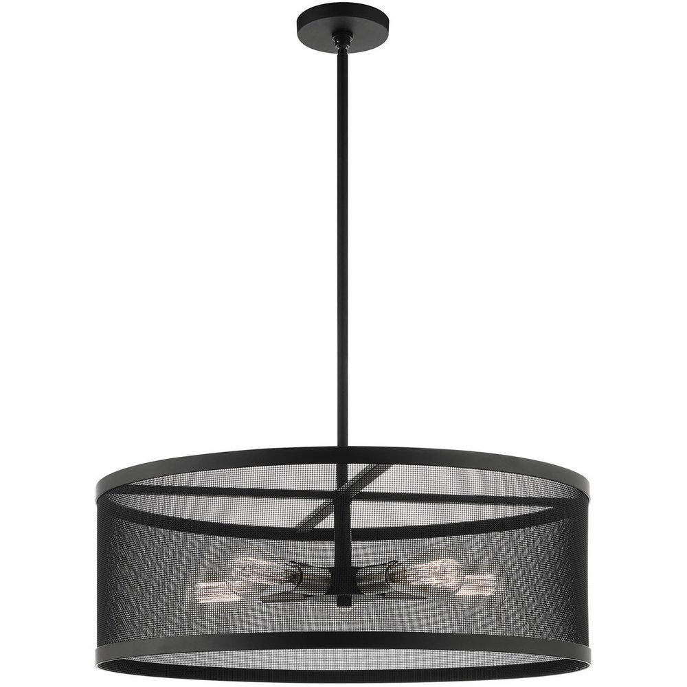 Black Five Light Metal Dimmable Chandelier With Shades HomeRoots