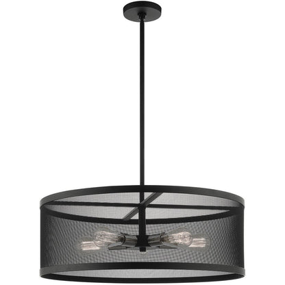 Black Five Light Metal Dimmable Chandelier With Shades HomeRoots