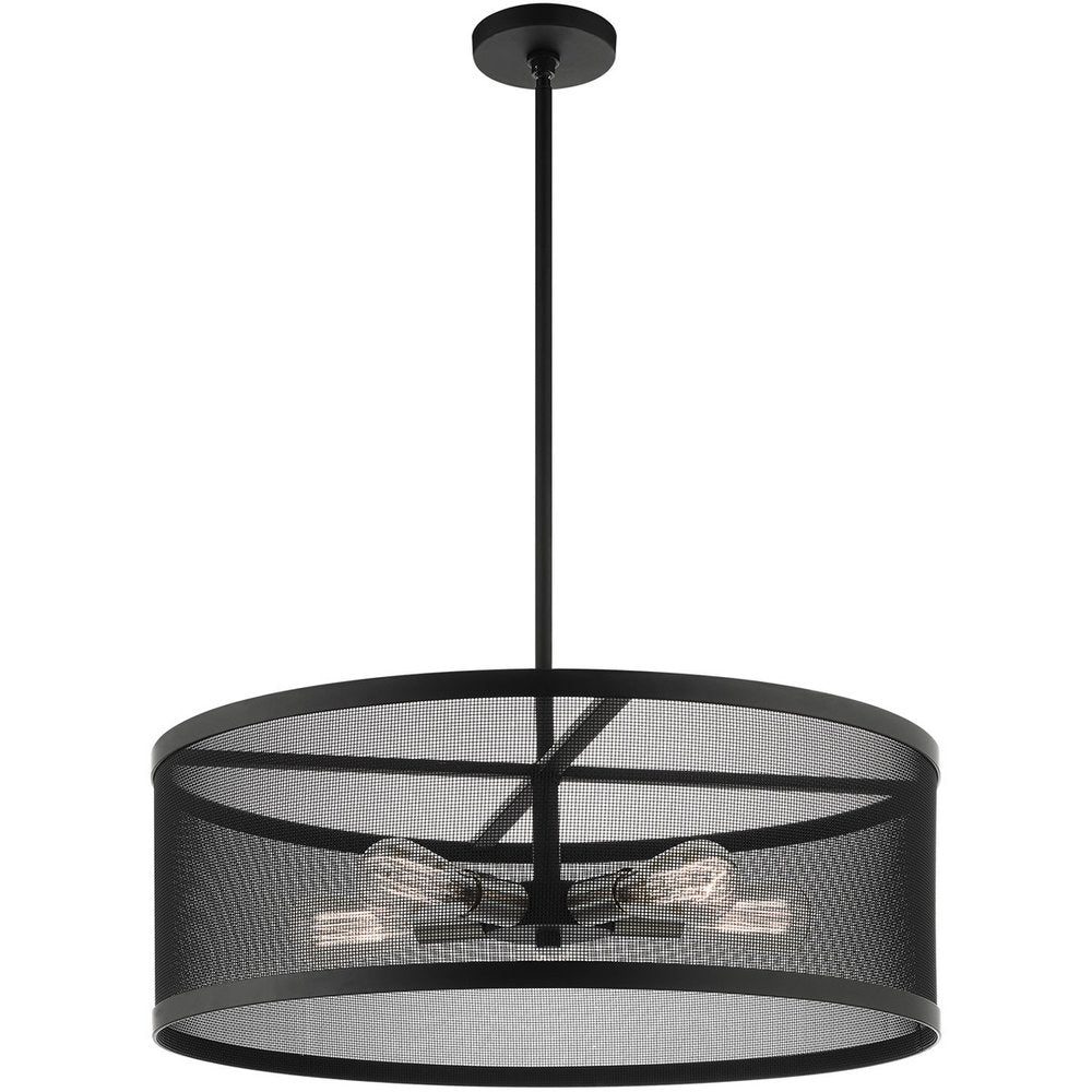 Black Five Light Metal Dimmable Chandelier With Shades HomeRoots