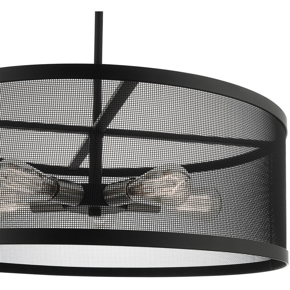 Black Five Light Metal Dimmable Chandelier With Shades HomeRoots
