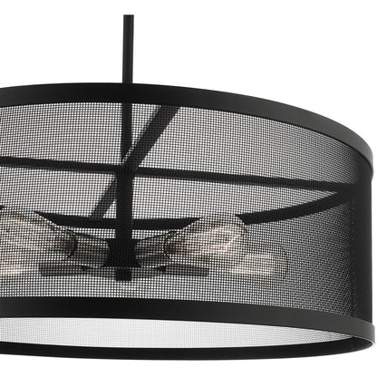 Black Five Light Metal Dimmable Chandelier With Shades HomeRoots