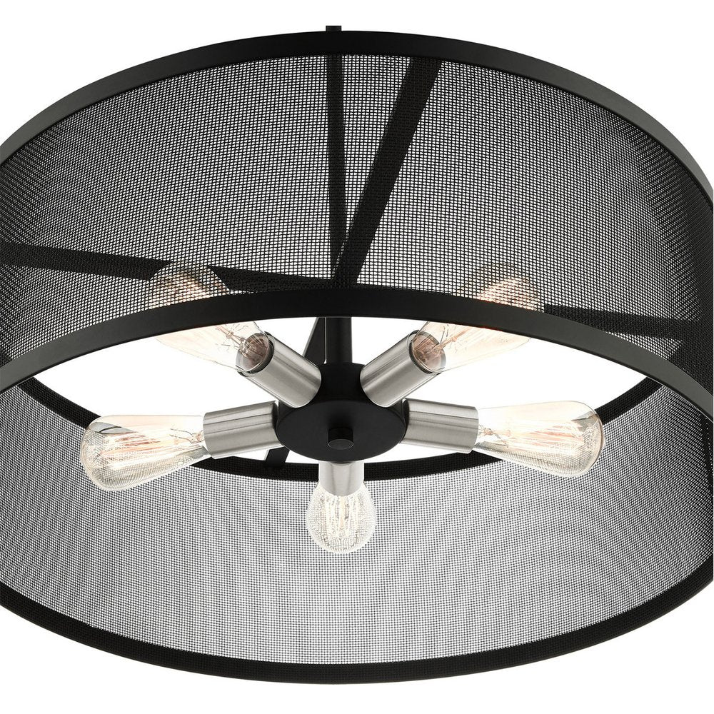 Black Five Light Metal Dimmable Chandelier With Shades HomeRoots