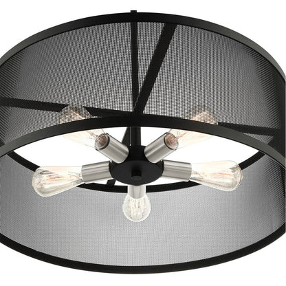 Black Five Light Metal Dimmable Chandelier With Shades HomeRoots
