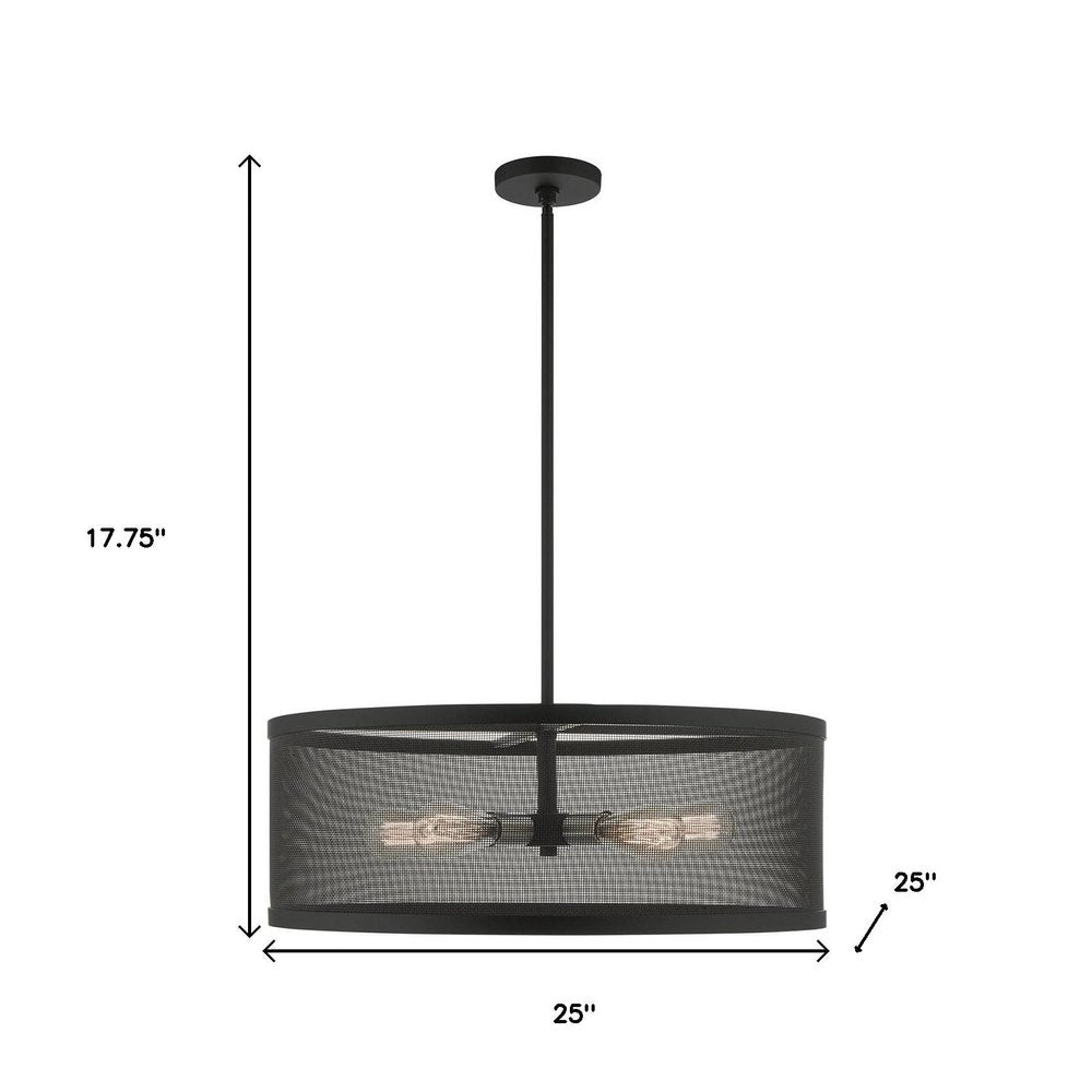 Black Five Light Metal Dimmable Chandelier With Shades HomeRoots