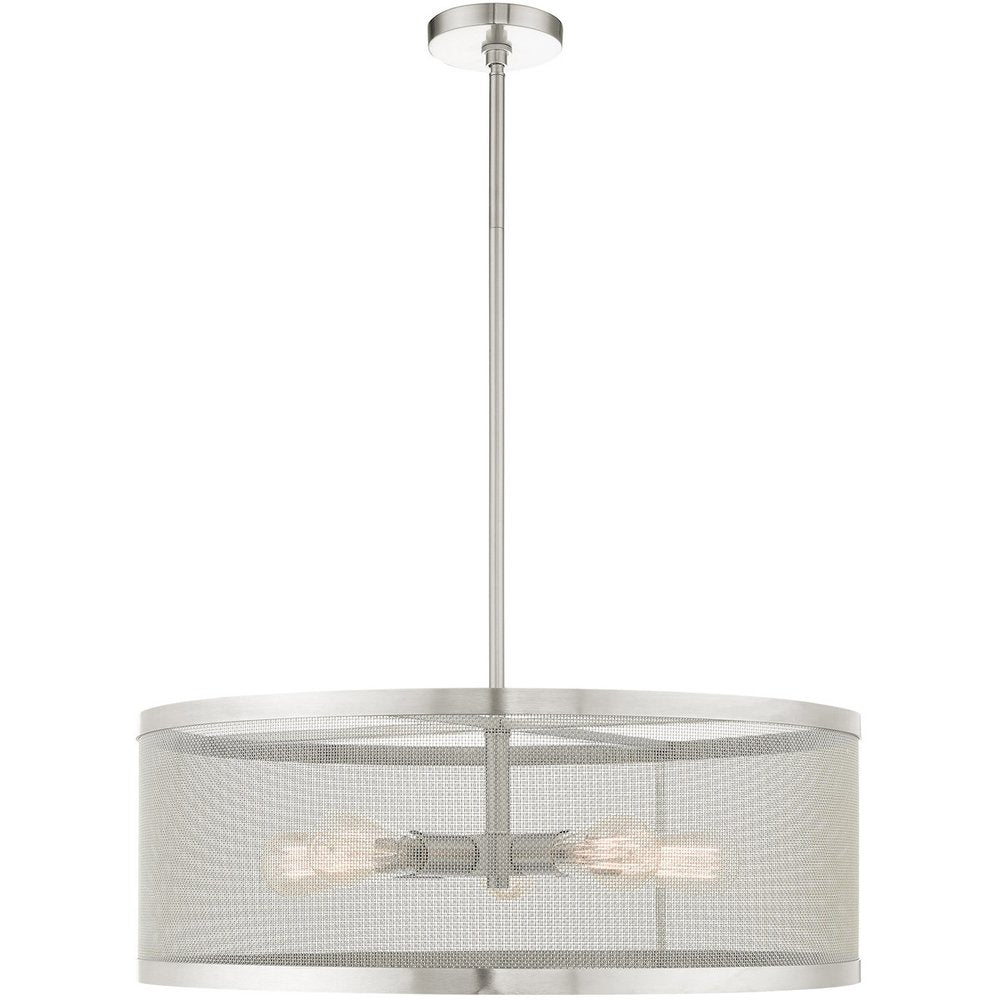 Nickel Five Light Metal Dimmable Chandelier With Shades HomeRoots
