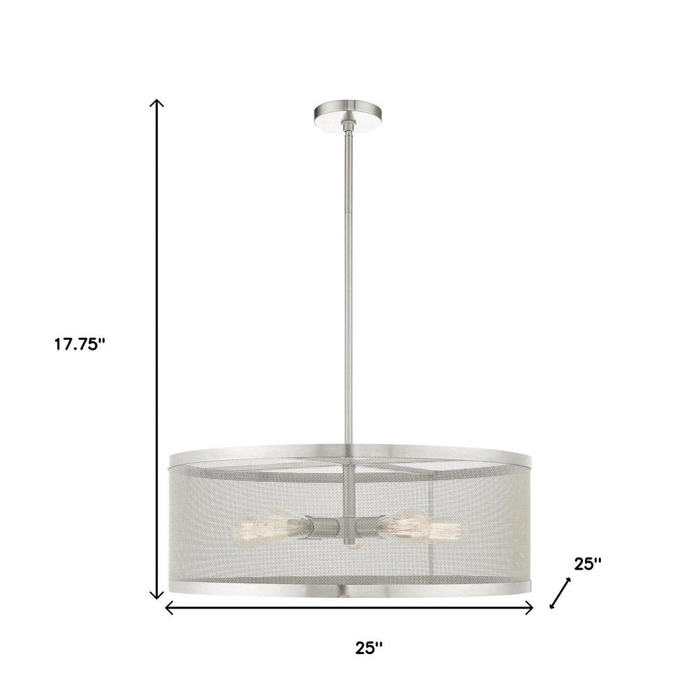 Nickel Five Light Metal Dimmable Chandelier With Shades HomeRoots