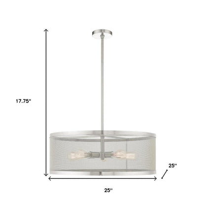 Nickel Five Light Metal Dimmable Chandelier With Shades HomeRoots