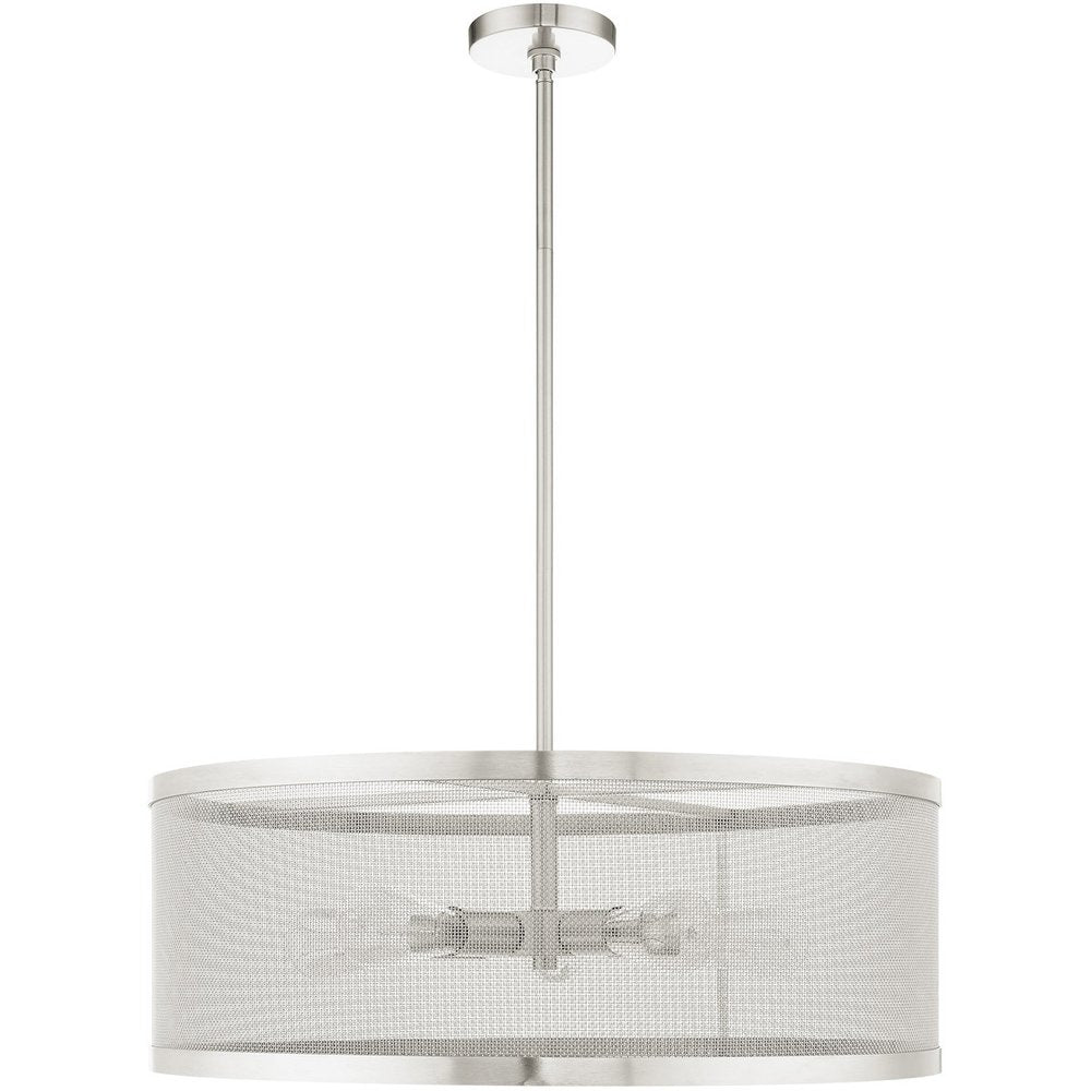 Nickel Five Light Metal Dimmable Chandelier With Shades HomeRoots