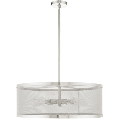 Nickel Five Light Metal Dimmable Chandelier With Shades HomeRoots