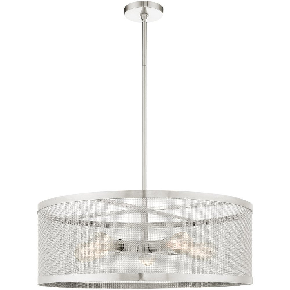 Nickel Five Light Metal Dimmable Chandelier With Shades HomeRoots