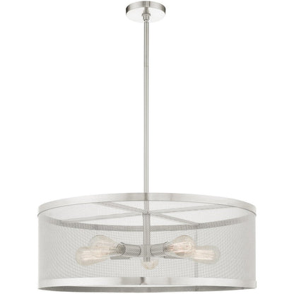 Nickel Five Light Metal Dimmable Chandelier With Shades HomeRoots