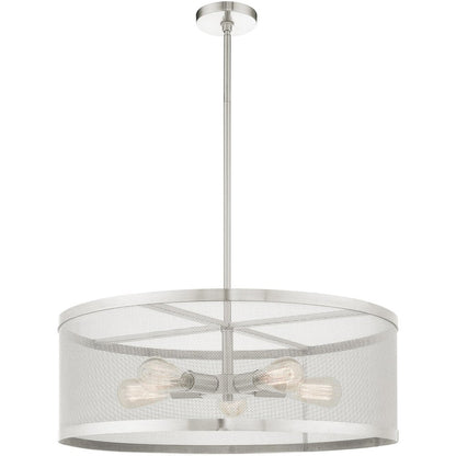 Nickel Five Light Metal Dimmable Chandelier With Shades HomeRoots