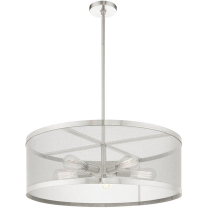 Nickel Five Light Metal Dimmable Chandelier With Shades HomeRoots