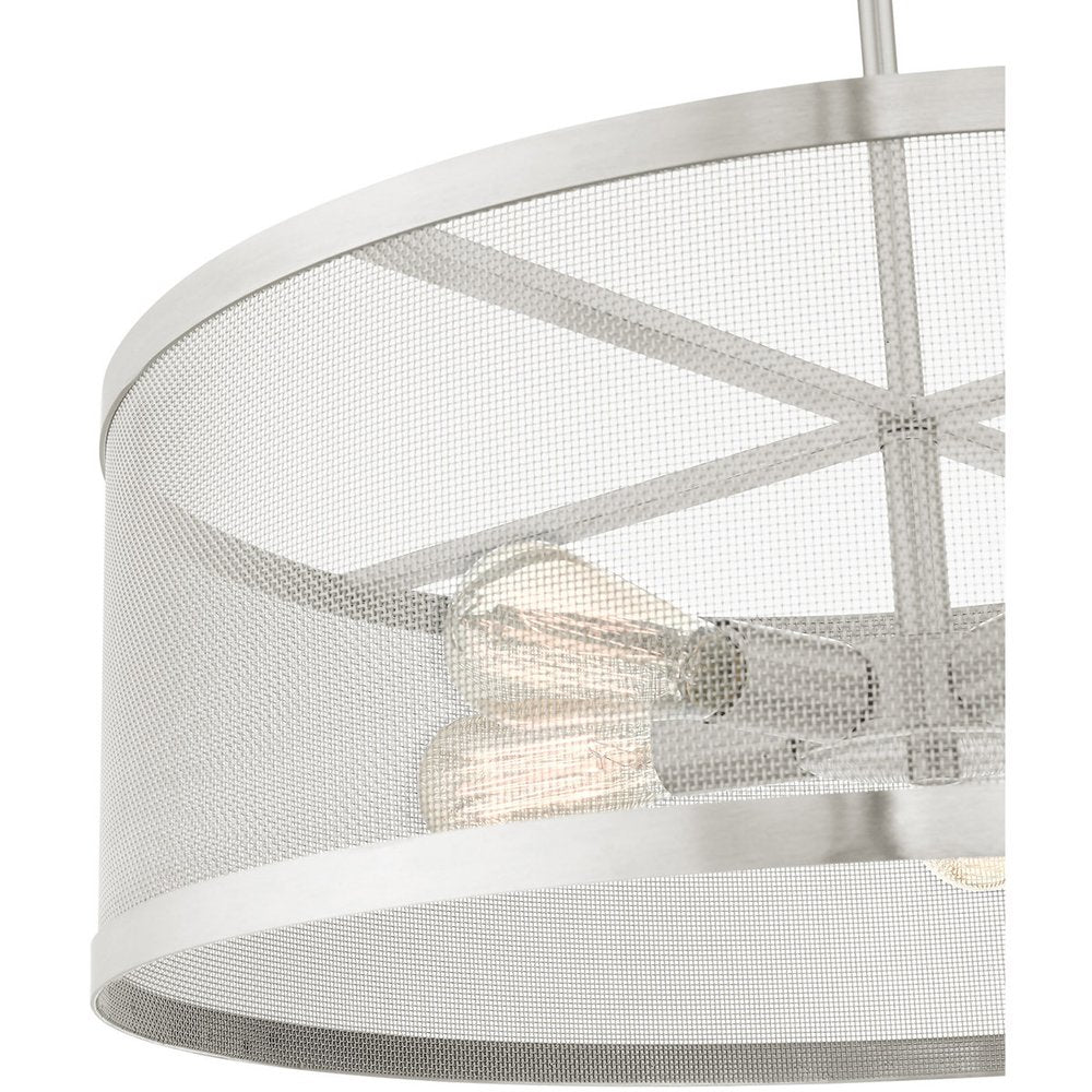 Nickel Five Light Metal Dimmable Chandelier With Shades HomeRoots