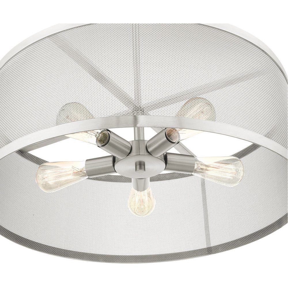Nickel Five Light Metal Dimmable Chandelier With Shades HomeRoots