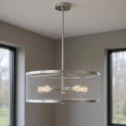 Nickel Five Light Metal Dimmable Chandelier With Shades HomeRoots