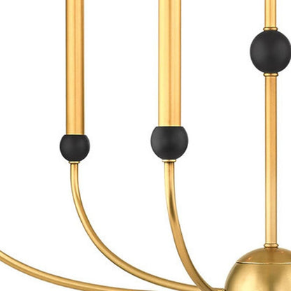 Brass Six Light Metal Dimmable Chandelier With Shades HomeRoots