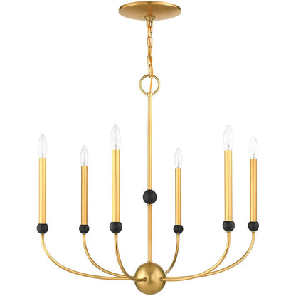 Brass Six Light Metal Dimmable Chandelier With Shades HomeRoots