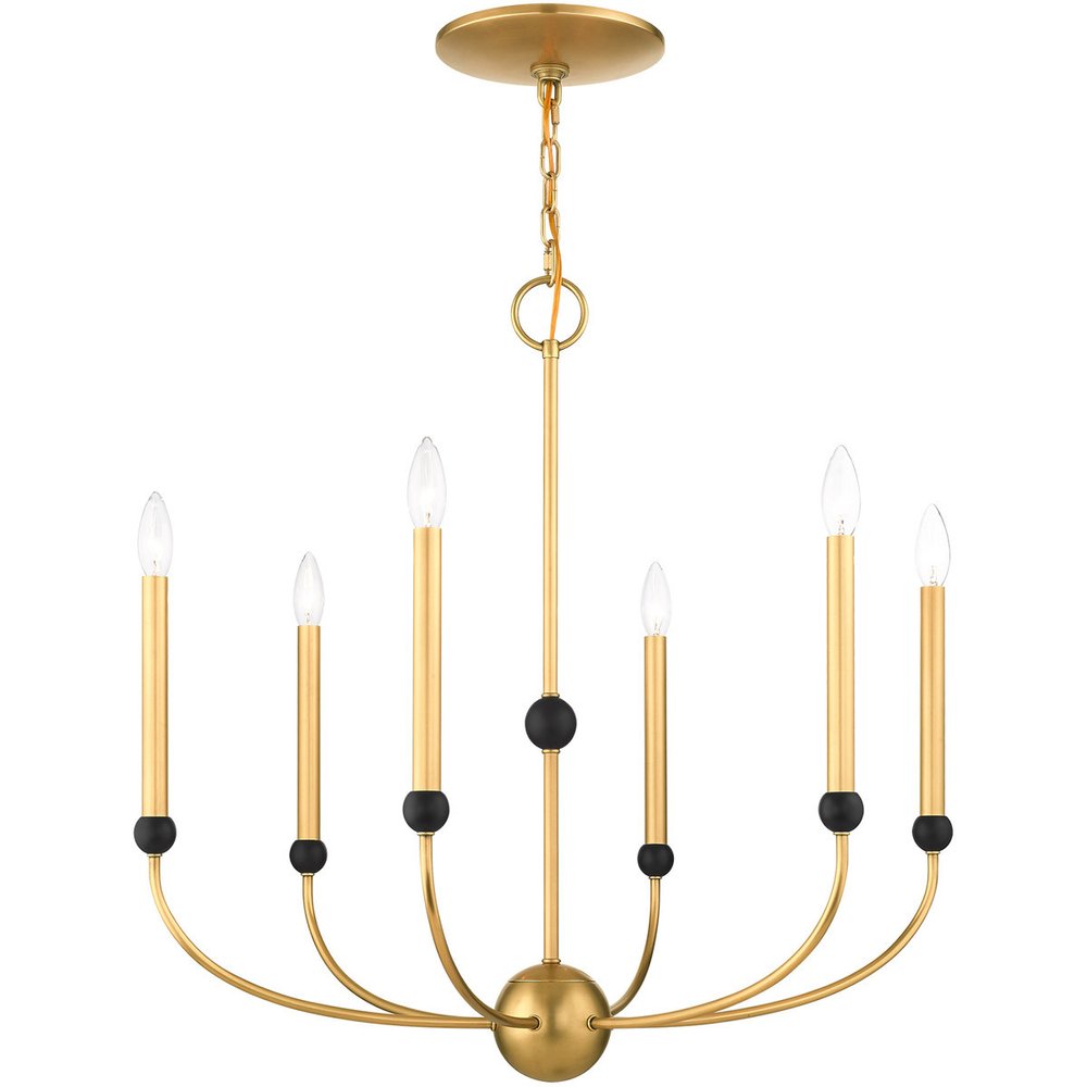 Brass Six Light Metal Dimmable Chandelier With Shades HomeRoots