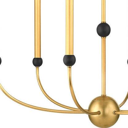 Brass Six Light Metal Dimmable Chandelier With Shades HomeRoots