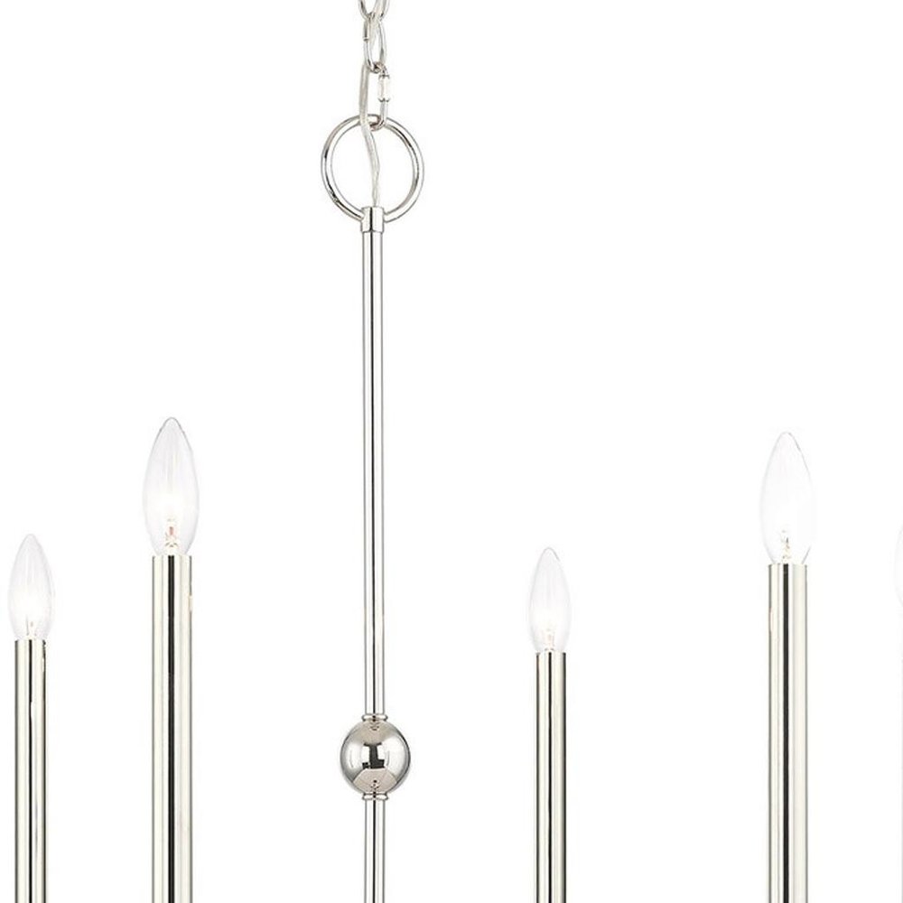 Nickel Six Light Metal Dimmable Chandelier With Shades HomeRoots
