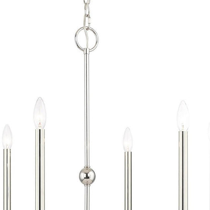 Nickel Six Light Metal Dimmable Chandelier With Shades HomeRoots