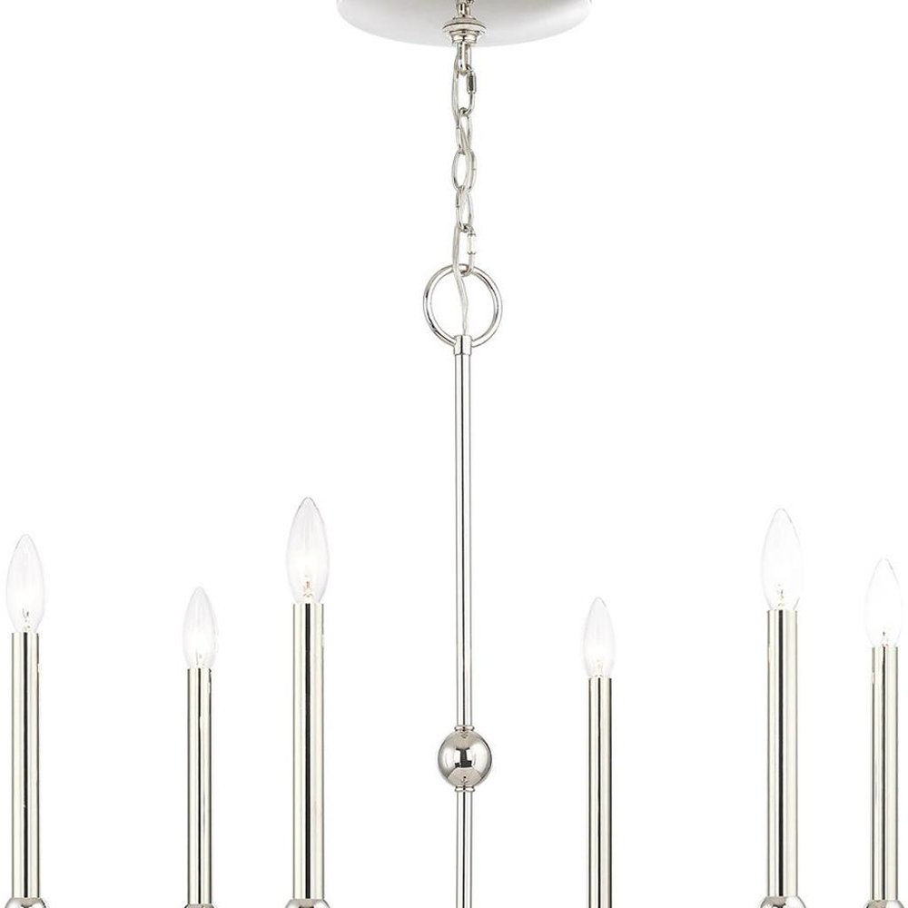 Nickel Six Light Metal Dimmable Chandelier With Shades HomeRoots