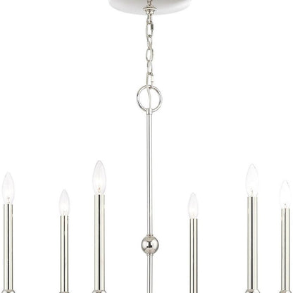 Nickel Six Light Metal Dimmable Chandelier With Shades HomeRoots