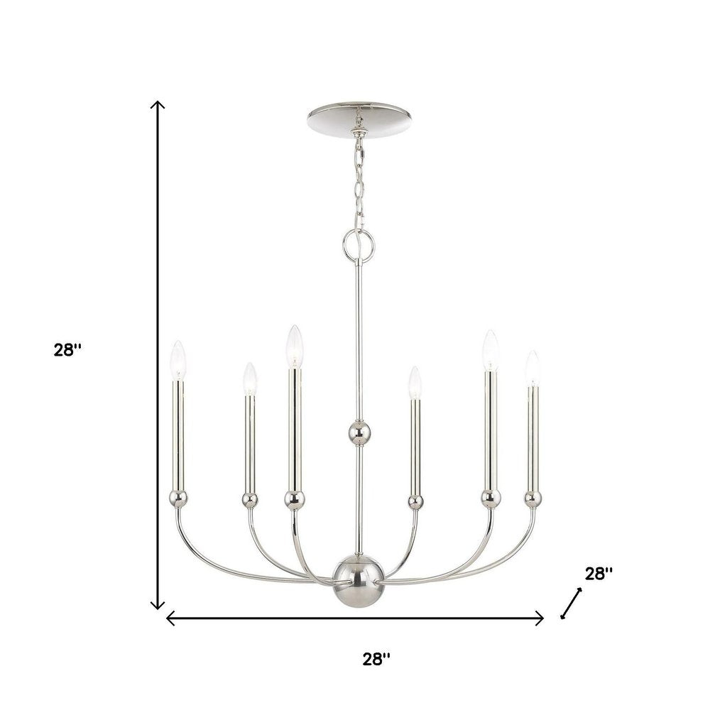Nickel Six Light Metal Dimmable Chandelier With Shades HomeRoots